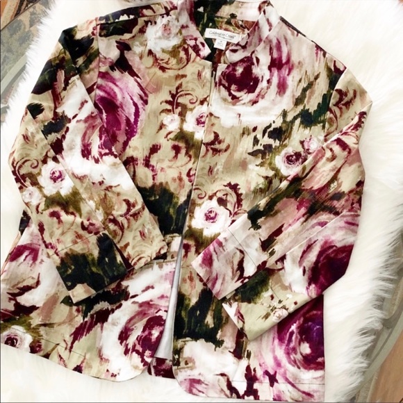 Coldwater Creek | Flower Print Cotton Blend Jacket - Picture 3 of 6